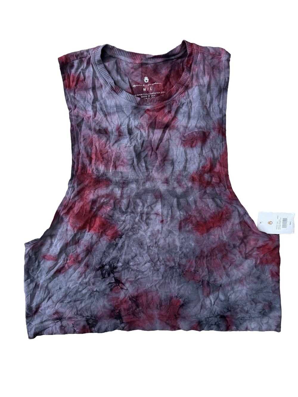 NWT Spiritual Gangster Red & Gray Tie-Dye PEACE Galaxy Muscle Tank